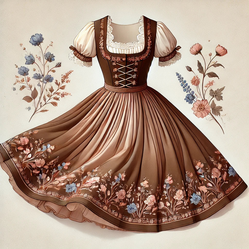 Fascinace hnědého růžového, hnědého modrého a sametového hnědého dirndl-a cesta do světa elegance a krásy